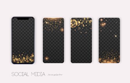 Stories Pack. Trendy editable template for social networks stories. Sparkle and glitter effects.のイラスト素材