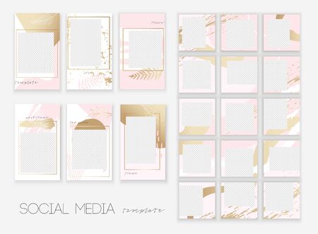 Stories Pack. Trendy editable template for social networks stories. Sparkle and glitter effects.のイラスト素材