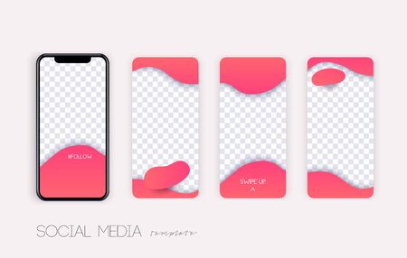 Stories Pack. Trendy editable template for social networks stories. Liquid elements.のイラスト素材