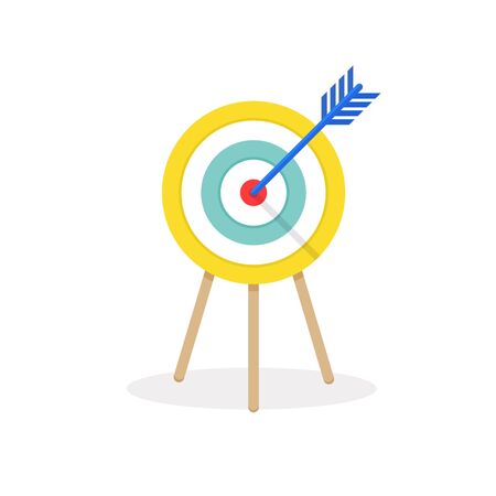 Target with arrow, standing on a tripod. Vector illustration.のイラスト素材