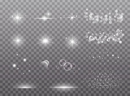 Light effects collection. Copper lights effects. Sparkle and glitter. Vector illustration.のイラスト素材