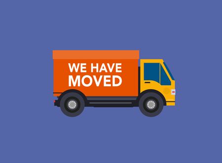 We have moved banner. Moving concept. Changing address, new location.のイラスト素材
