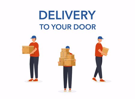 Delivery mens. Flat design modern vector illustration concept.のイラスト素材