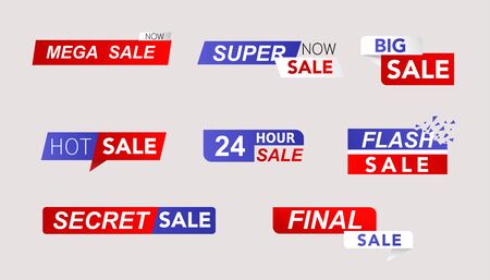 Sale banners and promo stickers. One day sales and 24 hour sale, last minute offer banner. のイラスト素材