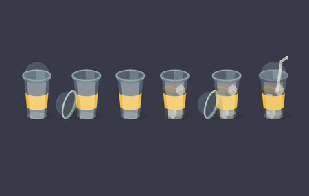 Set of coffee plastic cup. Can be used like a animation. Vector illustration.のイラスト素材