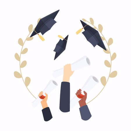 Graduation cap. Education. Flat design modern vector illustration concept.のイラスト素材