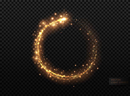 Transparent Golden Glow light effect. Copper lights effects. Sparkle and glitter. Vector illustration.のイラスト素材