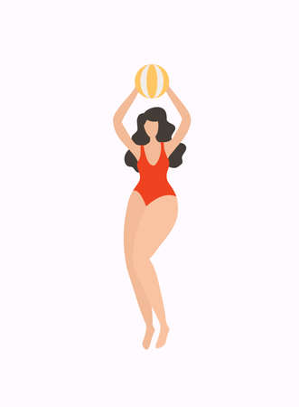 Women summer outdoor activities at the beach performing.のイラスト素材