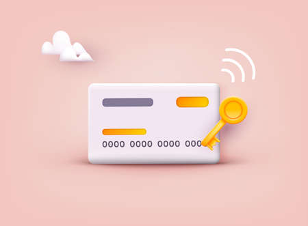 Credit card security concept. 3D Web Vector Illustrations.のイラスト素材