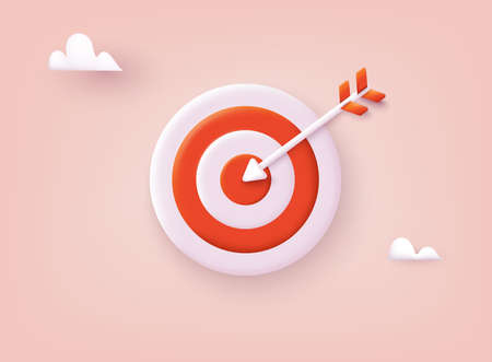 Target goal icon. Red aim, arrow, Idea concept. 3D Web Vector Illustrations.のイラスト素材