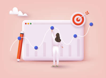 Onboarding screens user interface kit for mobile app templates concept of controlling. Business processes. 3D Web Vector Illustrations.のイラスト素材