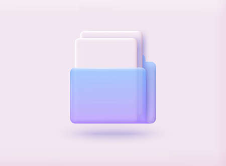 Files folder with paper documents icon. 3D Vector Illustrations.のイラスト素材