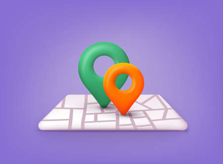 Location pin icon. gps navigator pointer. 3D Web Vector Illustrations.のイラスト素材
