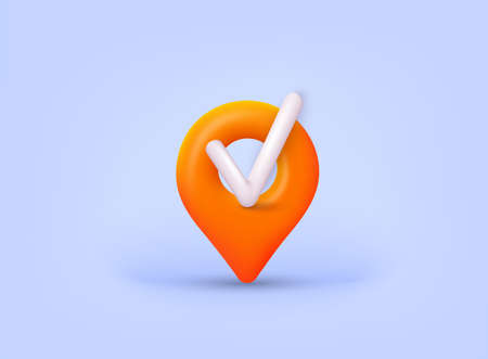 Map pointer with check sign. location symbols. 3D Web Vector Illustrations.のイラスト素材
