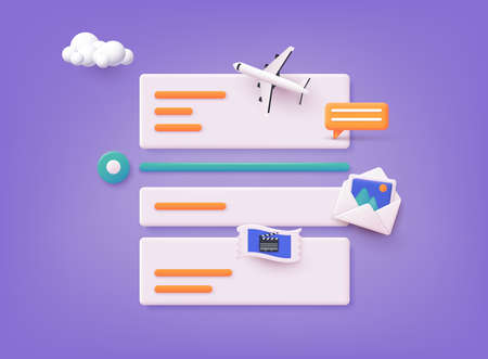 planning concept. Entrepreneurship and calendar schedule planning with filling course campaign. 3D Web Vector Illustrations.のイラスト素材