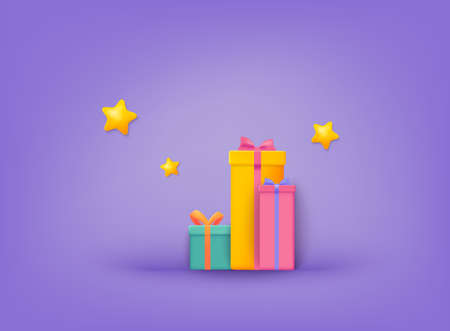 Gift box, discount coupon and gift certificate concept. 3D Web Vector Illustrations.のイラスト素材