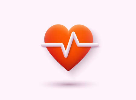 Heart with beat monitor pulse line art icon for medical apps and websites. Heart pulse, heartbeat...