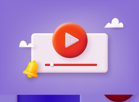 Video channel online icon. Video windows flying in air. Internet video clips and tube concept. 3D Web Vector Illustrations.のイラスト素材