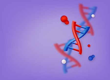 DNA. Abstract 3d polygonal wireframe DNA. Medical science, genetic biotechnology, chemistry biology. 3D Web Vector Illustrations.のイラスト素材