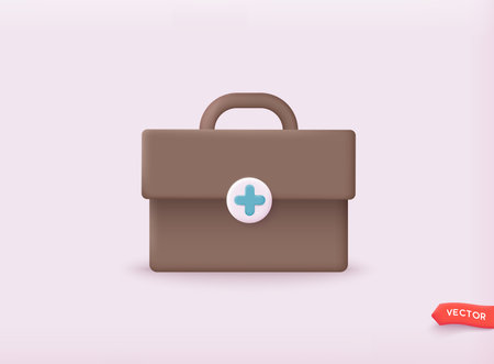 Vector illustration of first aid box on white background. 3D Web Vector Illustrations.のイラスト素材