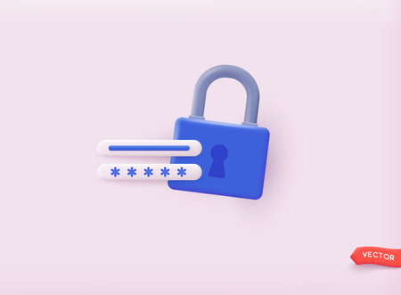 Account login and password. Security concept. Sign in to account, user authorization, login authentication page concept. 3D Vector Illustrations.のイラスト素材