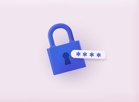 Data protection, safety, encryption, protection, privacy concept. Lock with password. 3D Web Vector...