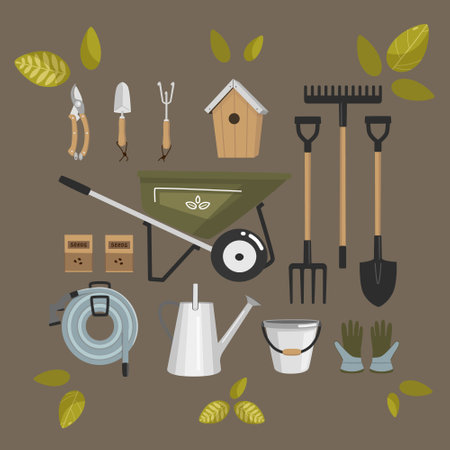 A set of garden tools. vector illustration.のイラスト素材