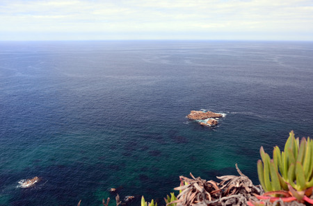 Beautiful view from the westernmost point of continental Europe, Cape Roca, Portugal on the rocks, ocean and sky.の写真素材