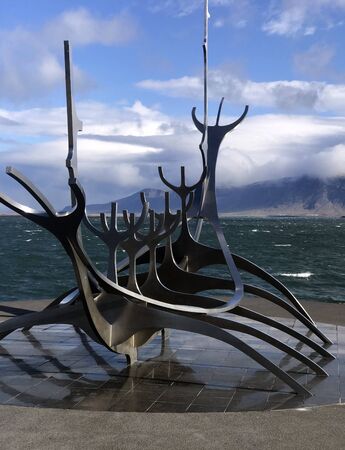 Reykjavik, Iceland, September 20, 2018. The original Sun Voyager monument by sculptor Jon Gunnar...