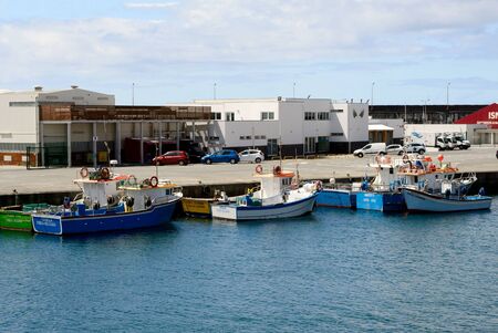 Portugal, Ponta Delgada, June 2019. Ships, boats and boats in the port of Ponta Delgada in the area of the old Portuguese fort of St. Blasius. Island of San Miguel.のeditorial素材