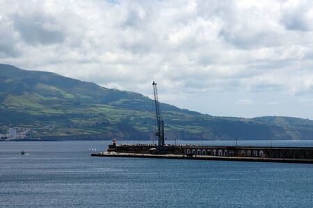 Ships, boats and boats in the port of Ponta Delgada in the area of the old Portuguese fort of St. Blasius. Island of San Miguel.の写真素材