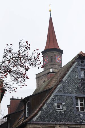 Furth, Germany, January 2020. The amazing city of Fuerth, Franconia. Bavaria Ancient German apartment buildings and cathedrals.のeditorial素材