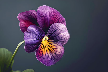 Large purple spring viola flower close up. Copy space.の素材