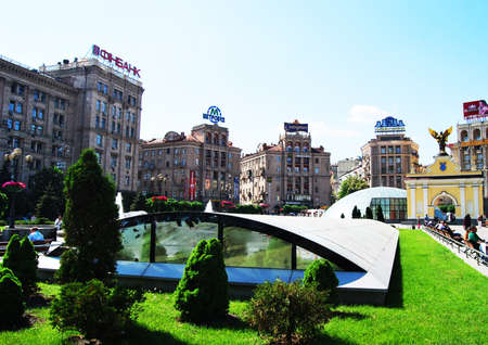 Ukraine - May 2011: The central square in Kiev is called Independence Square.のeditorial素材