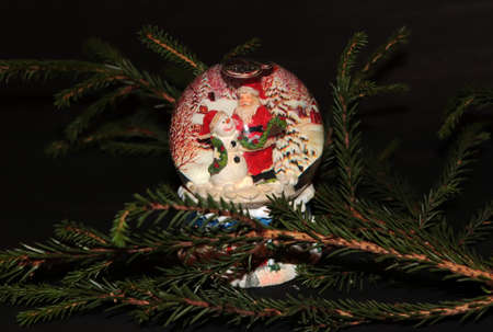 Russia - November 2020: Christmas ball with snow. Option 1.の写真素材