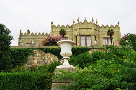 Crimea - August 2010: Vorontsov Palace in Alupka. Side facade.のeditorial素材