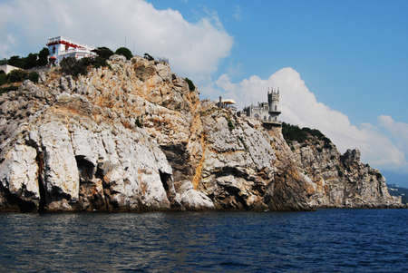 Crimea - August 2010: view of the castle "Swallow's Nest" from the ship.のeditorial素材
