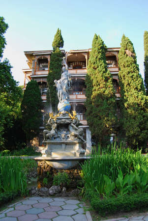 Crimea - July 2011: the building of the sanatorium in the Gurzuf park.
