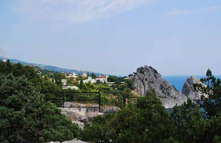 Crimea - August 2010: view of Simeiz. Summer, sunny.のeditorial素材