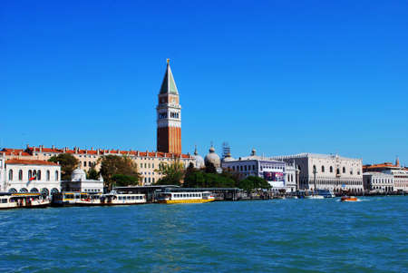 ITALY - SEPTEMBER 2012: View of the Venetian Lagoon. Ships are sailing, sunny.のeditorial素材