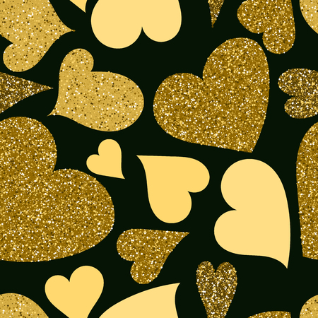 Golden hearts seamless pattern. Vector illustration.のイラスト素材