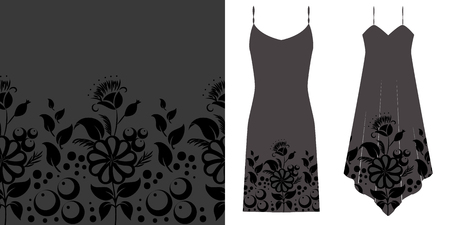 Floral seamless pattern. Black and white. Underwear concept.のイラスト素材