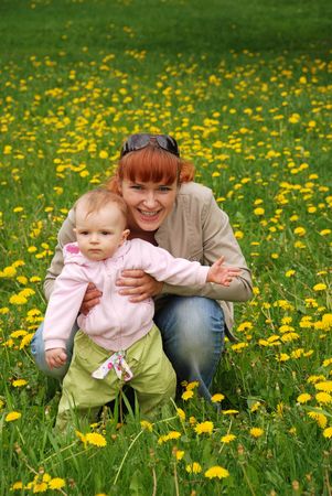 Mother and daughtern parkの写真素材