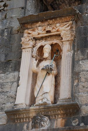 Sculpture of saint Vlaho in Dubrovnik, Croatiaの写真素材