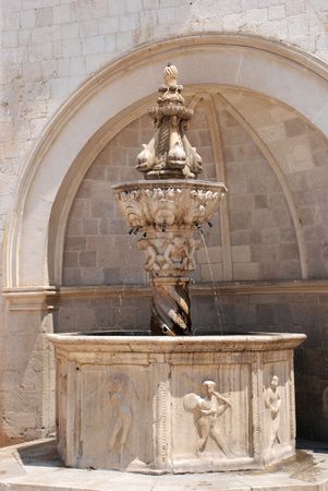 Historic fountain in Dubrovnik - Croatiaの写真素材
