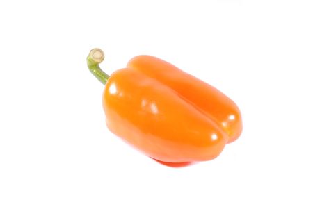 Orange sweet pepper isolated over white backgroundの写真素材