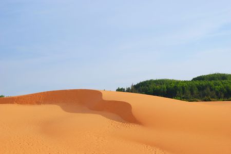 Desert, waves, golden sand and sky.の写真素材