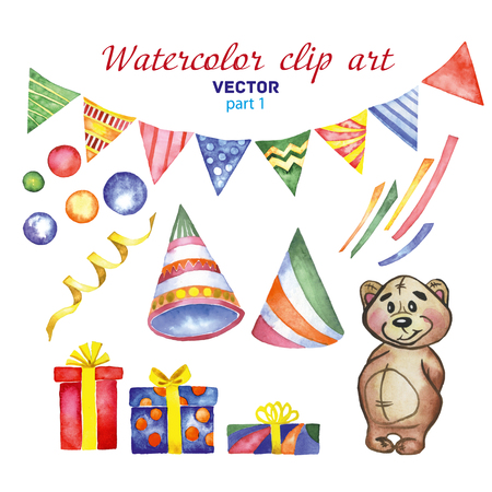 Watercolor VECTOR clipart Happy birthday part 1の写真素材