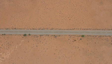 aerial view of a outback road in south australiaの写真素材