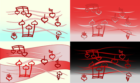 heart in the form of notes on a background of linesのイラスト素材
